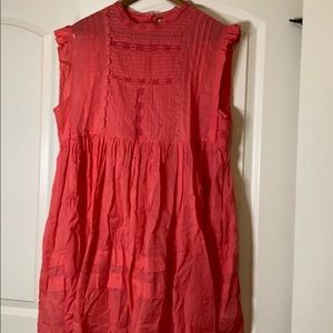 Free people cottagecore salmon frilly tunic dress
